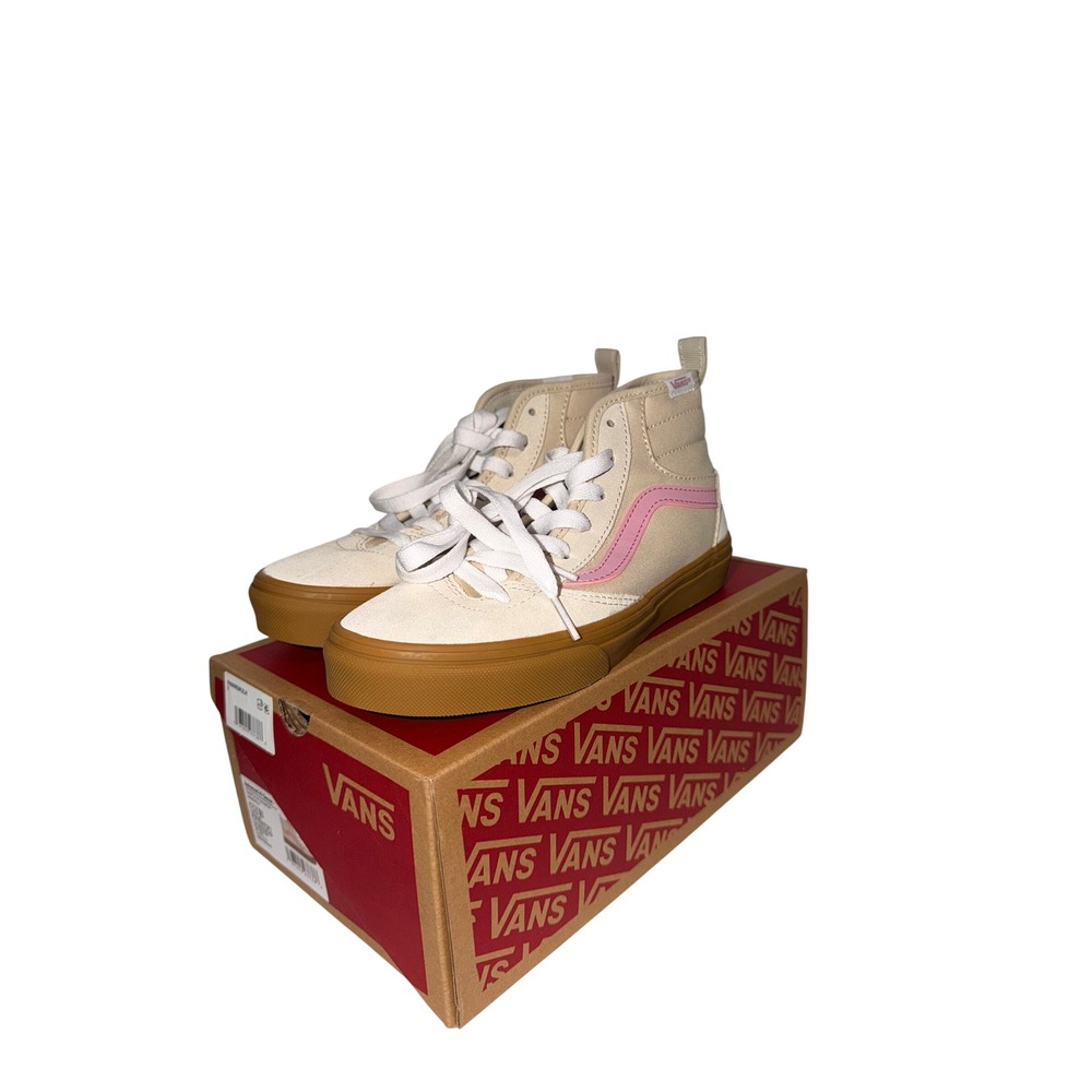 Vans Ashwood Hi Decon Oatmeal Gum Pink Suede Canvas High Top Shoes Kids 3.0 NEW